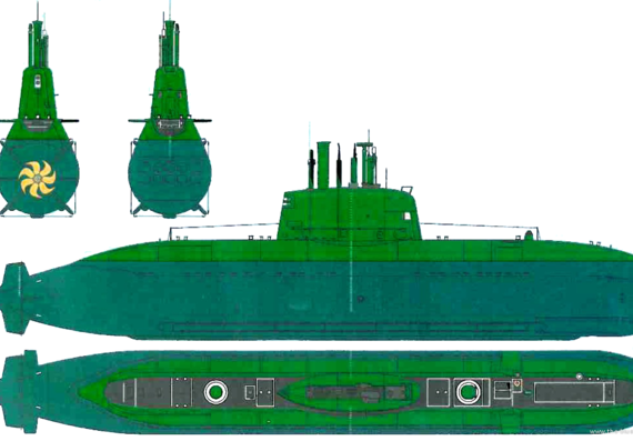Submarine INS Dolphin [Submarine] - Israel - drawings, dimensions, figures